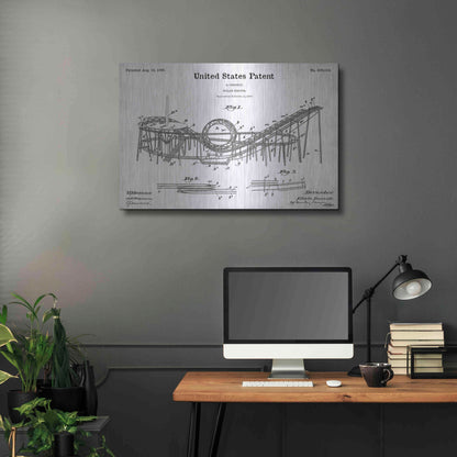 Luxe Metal Art 'Roller Coaster Blueprint Patent White' Acrylic Glass Wall Art,36x24