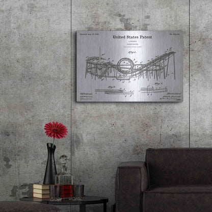 Luxe Metal Art 'Roller Coaster Blueprint Patent White' Acrylic Glass Wall Art,36x24