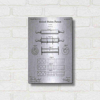 Luxe Metal Art 'Rolling Pin Blueprint Patent White' Acrylic Glass Wall Art,12x16