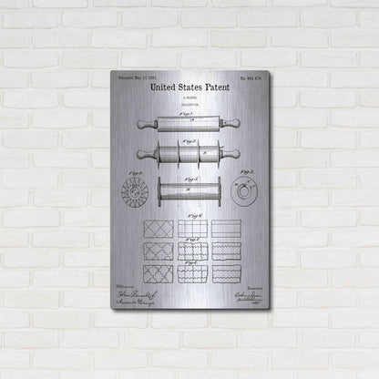 Luxe Metal Art 'Rolling Pin Blueprint Patent White' Acrylic Glass Wall Art,24x36