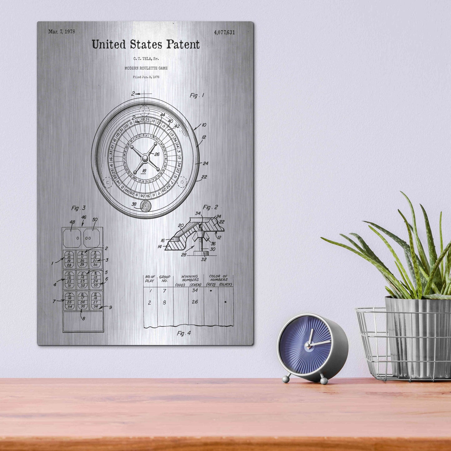 Luxe Metal Art 'Roulette Blueprint Patent White' Acrylic Glass Wall Art,12x16