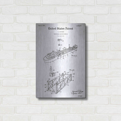 Luxe Metal Art 'Shipping Gondola Blueprint Patent White' Acrylic Glass Wall Art,16x24