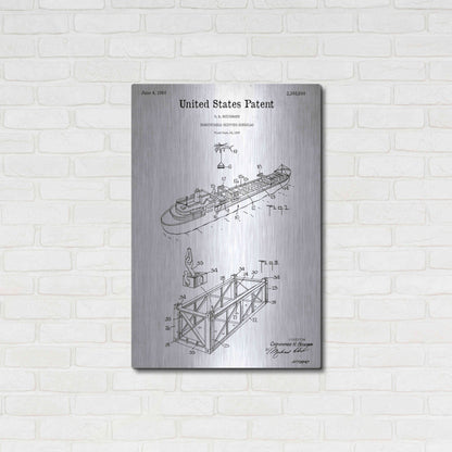 Luxe Metal Art 'Shipping Gondola Blueprint Patent White' Acrylic Glass Wall Art,24x36