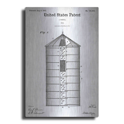 Luxe Metal Art 'Silo Blueprint Patent White' Acrylic Glass Wall Art