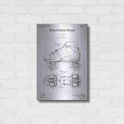 Luxe Metal Art 'Roller Skate Blueprint Patent White' Acrylic Glass Wall Art,16x24