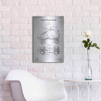 Luxe Metal Art 'Roller Skate Blueprint Patent White' Acrylic Glass Wall Art,16x24