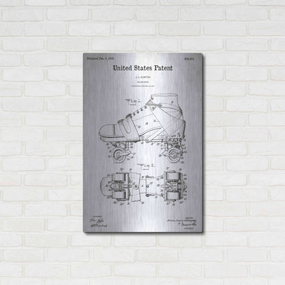 Luxe Metal Art 'Roller Skate Blueprint Patent White' Acrylic Glass Wall Art,24x36