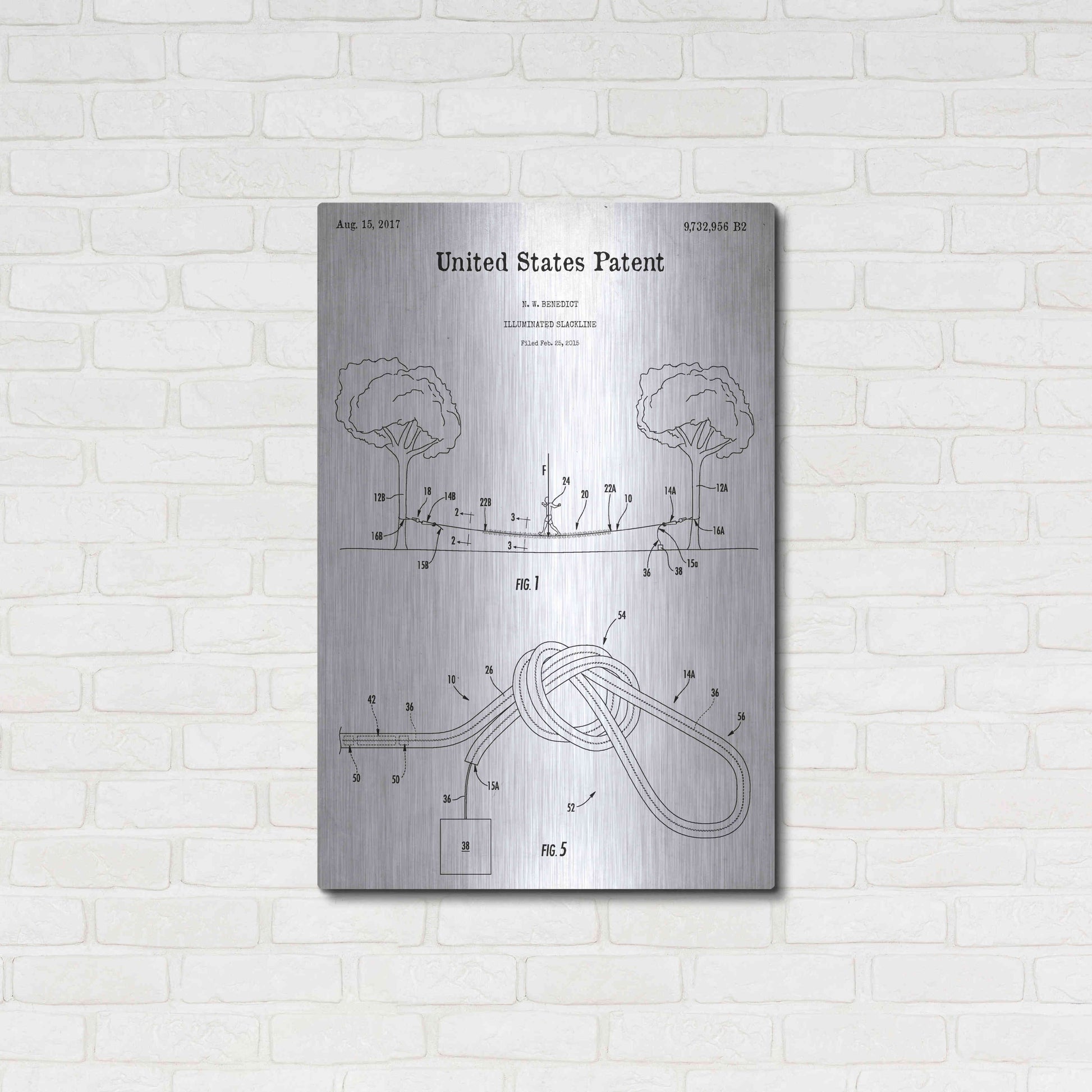 Luxe Metal Art 'Slackline Blueprint Patent White' Acrylic Glass Wall Art,24x36