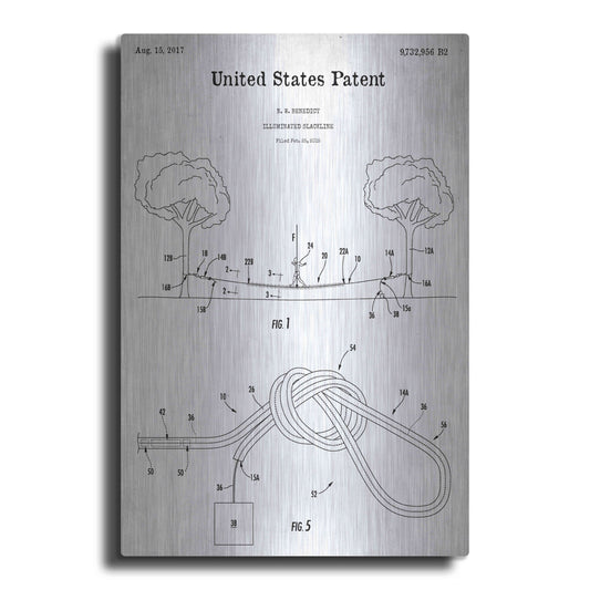 Luxe Metal Art 'Slackline Blueprint Patent White' Acrylic Glass Wall Art