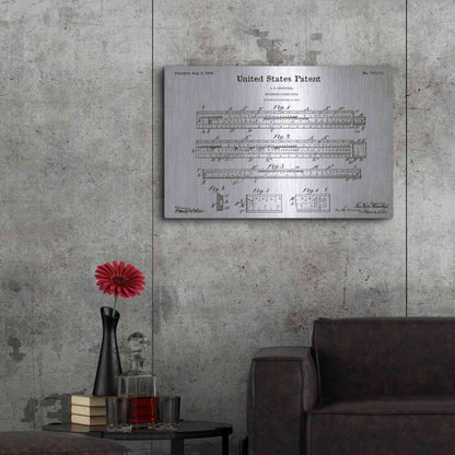 Luxe Metal Art 'Slide Rule Blueprint Patent White' Acrylic Glass Wall Art,36x24