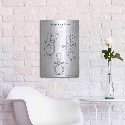 Luxe Metal Art 'Baby Pacifier Blueprint Patent White' Acrylic Glass Wall Art,16x24