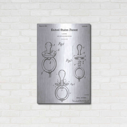 Luxe Metal Art 'Baby Pacifier Blueprint Patent White' Acrylic Glass Wall Art,24x36