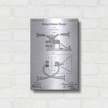 Luxe Metal Art 'Speaking Telephone Blueprint Patent White' Acrylic Glass Wall Art,12x16