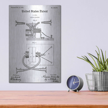 Luxe Metal Art 'Speaking Telephone Blueprint Patent White' Acrylic Glass Wall Art,12x16