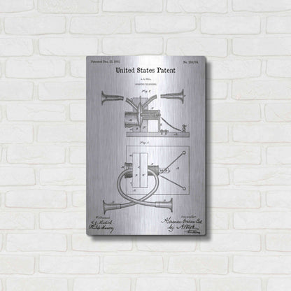 Luxe Metal Art 'Speaking Telephone Blueprint Patent White' Acrylic Glass Wall Art,16x24