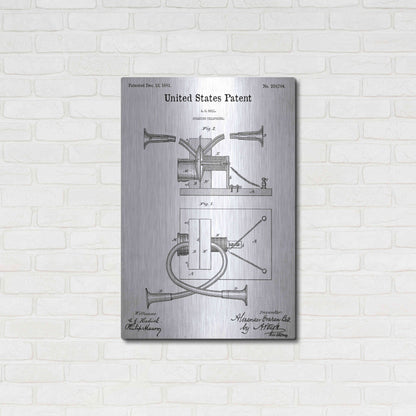 Luxe Metal Art 'Speaking Telephone Blueprint Patent White' Acrylic Glass Wall Art,24x36