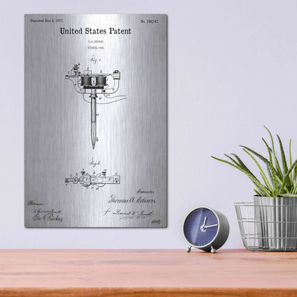 Luxe Metal Art 'Tattoo Stencil Pen Blueprint Patent White' Acrylic Glass Wall Art,12x16