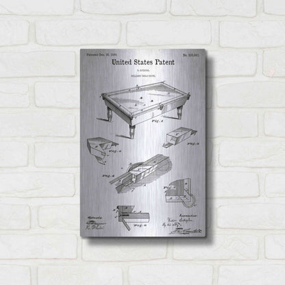 Luxe Metal Art 'Pool Table Blueprint Patent White' Acrylic Glass Wall Art,12x16