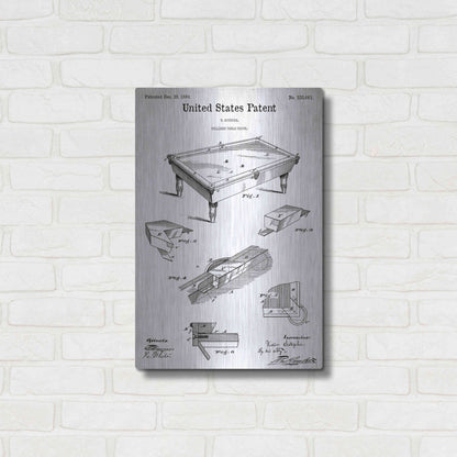 Luxe Metal Art 'Pool Table Blueprint Patent White' Acrylic Glass Wall Art,16x24