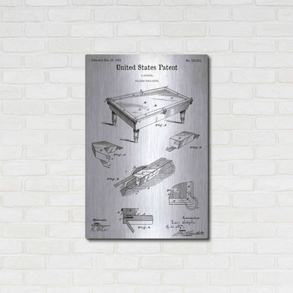 Luxe Metal Art 'Pool Table Blueprint Patent White' Acrylic Glass Wall Art,24x36