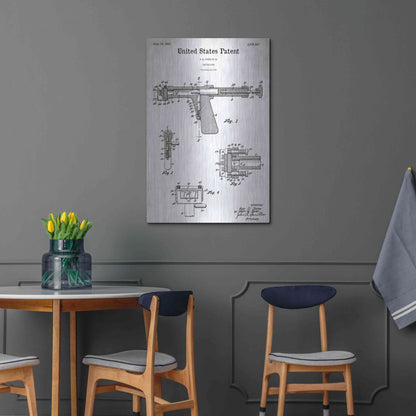 Luxe Metal Art 'Tattoo Gun Blueprint Patent White' Acrylic Glass Wall Art,24x36