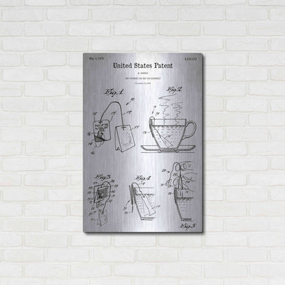 Luxe Metal Art 'Tea Bag Blueprint Patent White' Acrylic Glass Wall Art,24x36