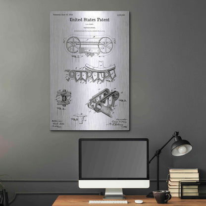 Luxe Metal Art 'Traction Engine Blueprint Patent White' Acrylic Glass Wall Art,24x36