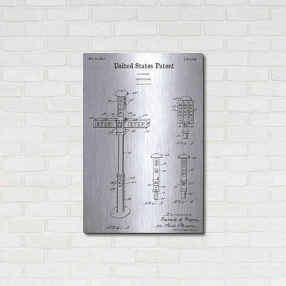 Luxe Metal Art 'Vintage Traffic Signal Blueprint Patent White' Acrylic Glass Wall Art,24x36