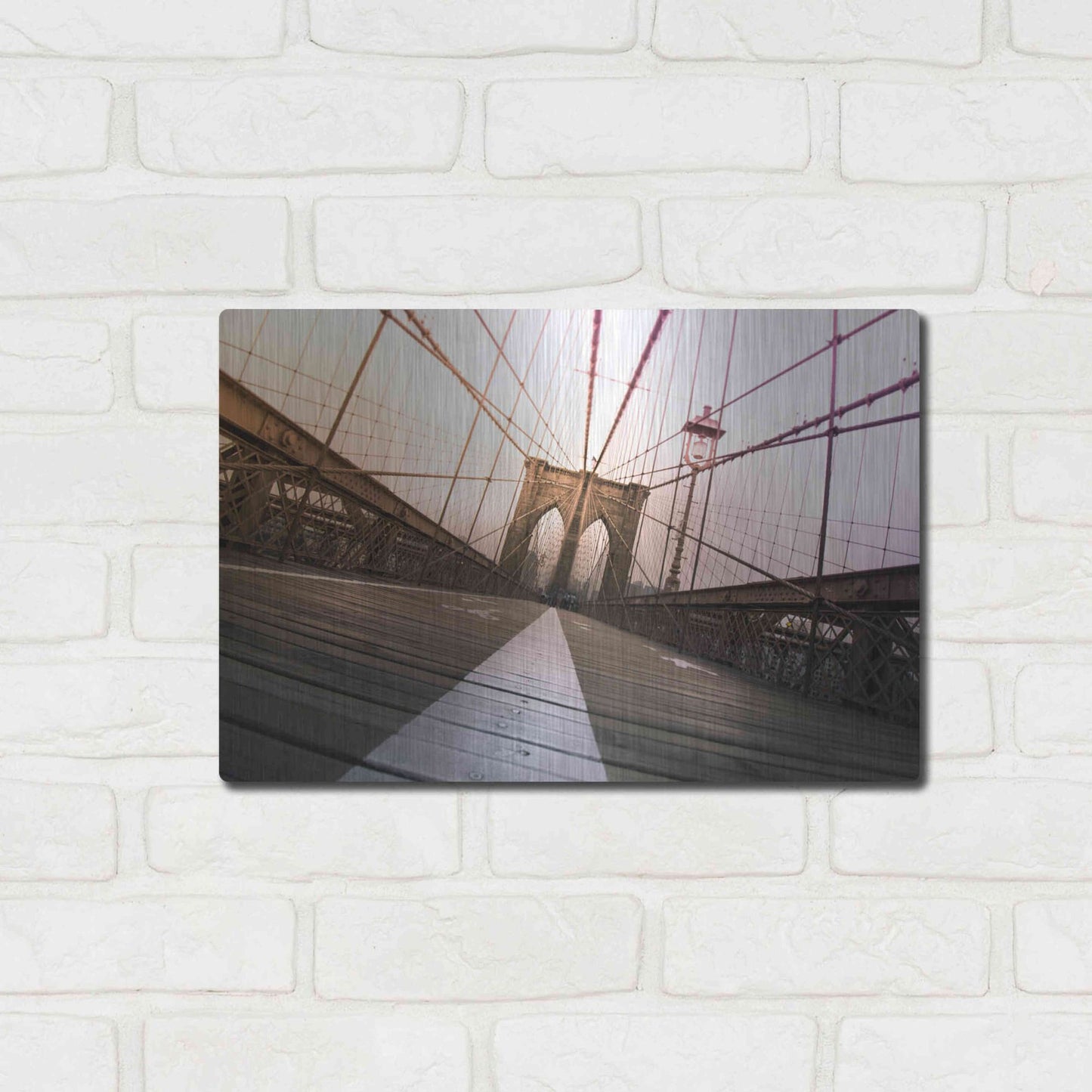 Luxe Metal Art 'Brooklyn Bridge, New York City' by Nicklas Gustafsson, Metal Wall Art,16x12