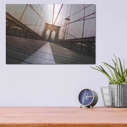 Luxe Metal Art 'Brooklyn Bridge, New York City' by Nicklas Gustafsson, Metal Wall Art,16x12