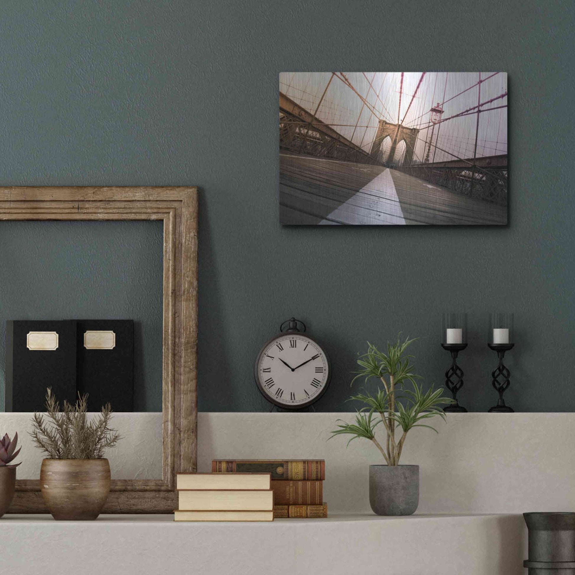 Luxe Metal Art 'Brooklyn Bridge, New York City' by Nicklas Gustafsson, Metal Wall Art,16x12