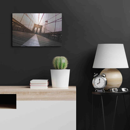 Luxe Metal Art 'Brooklyn Bridge, New York City' by Nicklas Gustafsson, Metal Wall Art,24x16