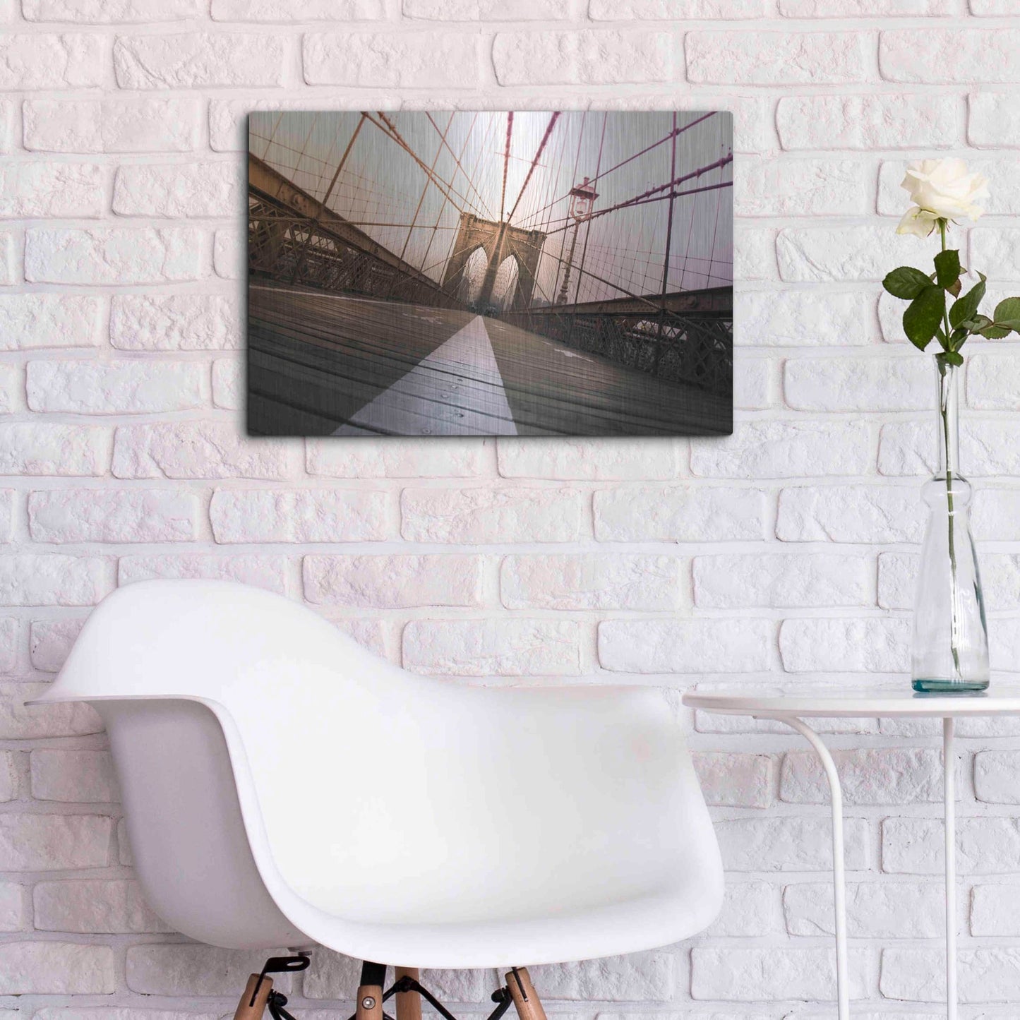 Luxe Metal Art 'Brooklyn Bridge, New York City' by Nicklas Gustafsson, Metal Wall Art,24x16