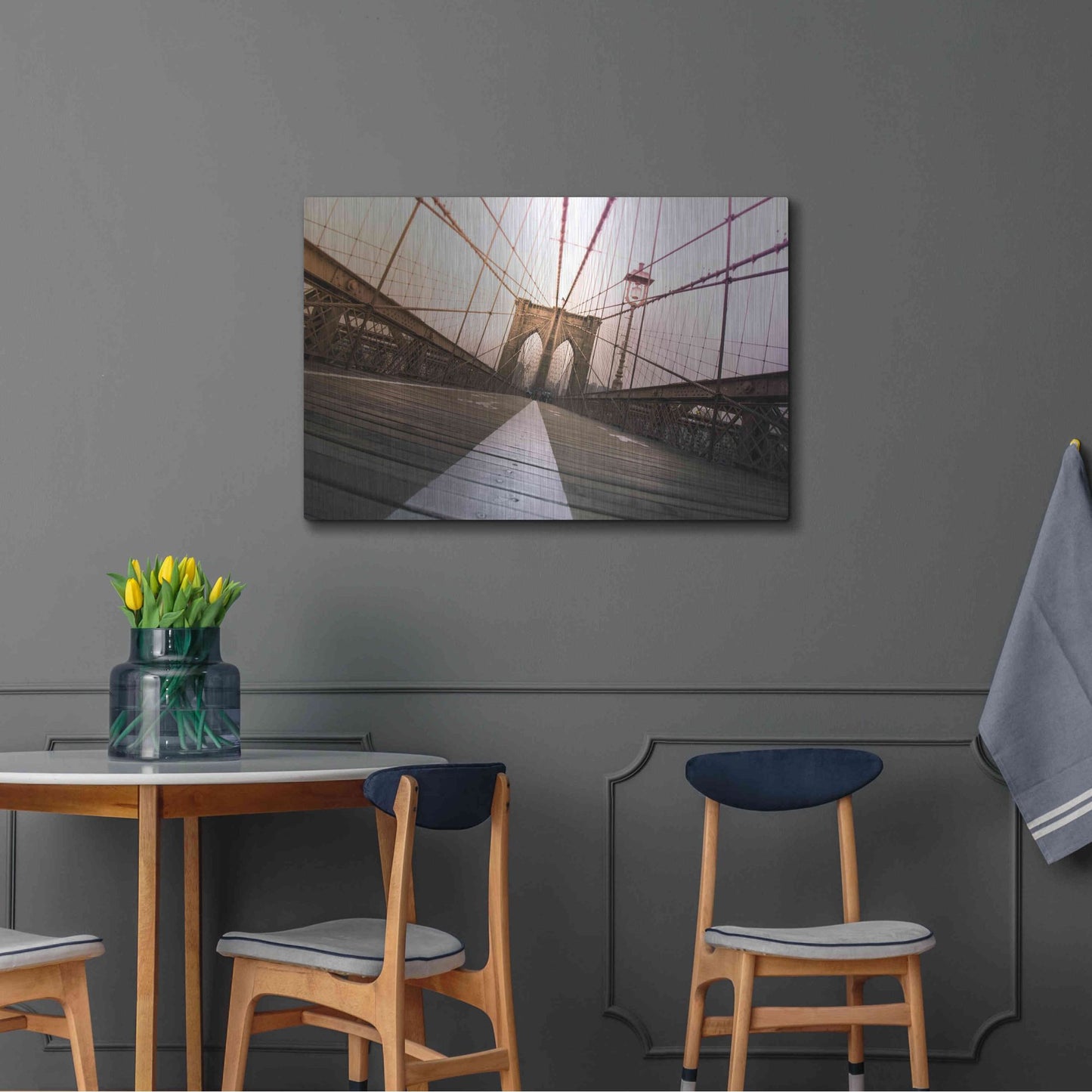 Luxe Metal Art 'Brooklyn Bridge, New York City' by Nicklas Gustafsson, Metal Wall Art,36x24