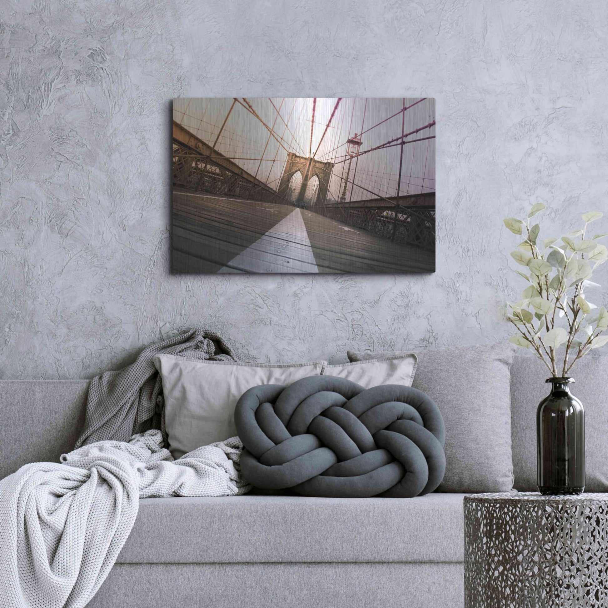 Luxe Metal Art 'Brooklyn Bridge, New York City' by Nicklas Gustafsson, Metal Wall Art,36x24