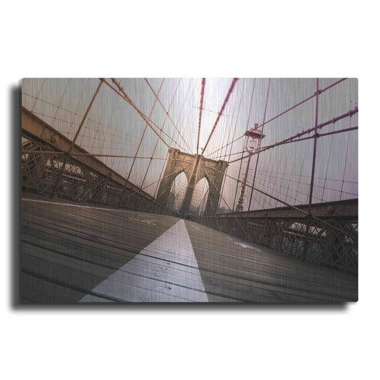 Luxe Metal Art 'Brooklyn Bridge, New York City' by Nicklas Gustafsson, Metal Wall Art