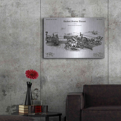 Luxe Metal Art 'Traveling Thrasher Blueprint Patent White' Acrylic Glass Wall Art,36x24