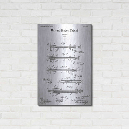 Luxe Metal Art 'Trocar Blueprint Patent White' Acrylic Glass Wall Art,24x36