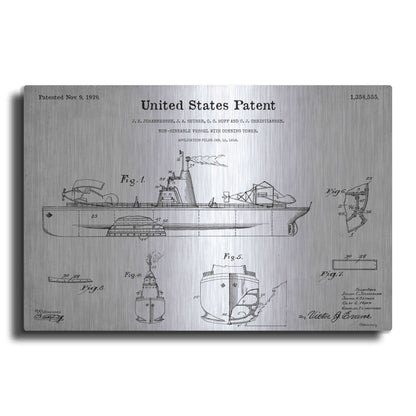 Luxe Metal Art 'Non-Sinkable Vessel Blueprint Patent White' Acrylic Glass Wall Art