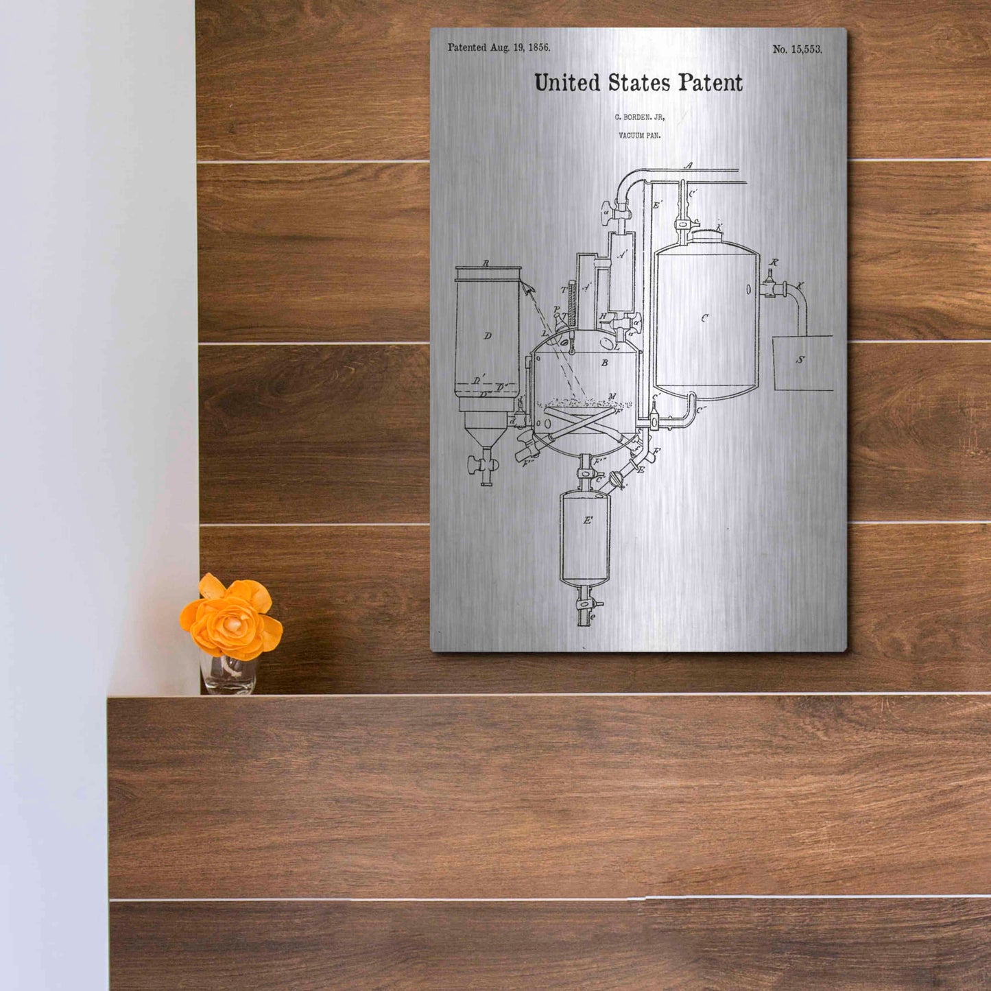 Luxe Metal Art 'Vacuum Pan Blueprint Patent White' Acrylic Glass Wall Art,12x16