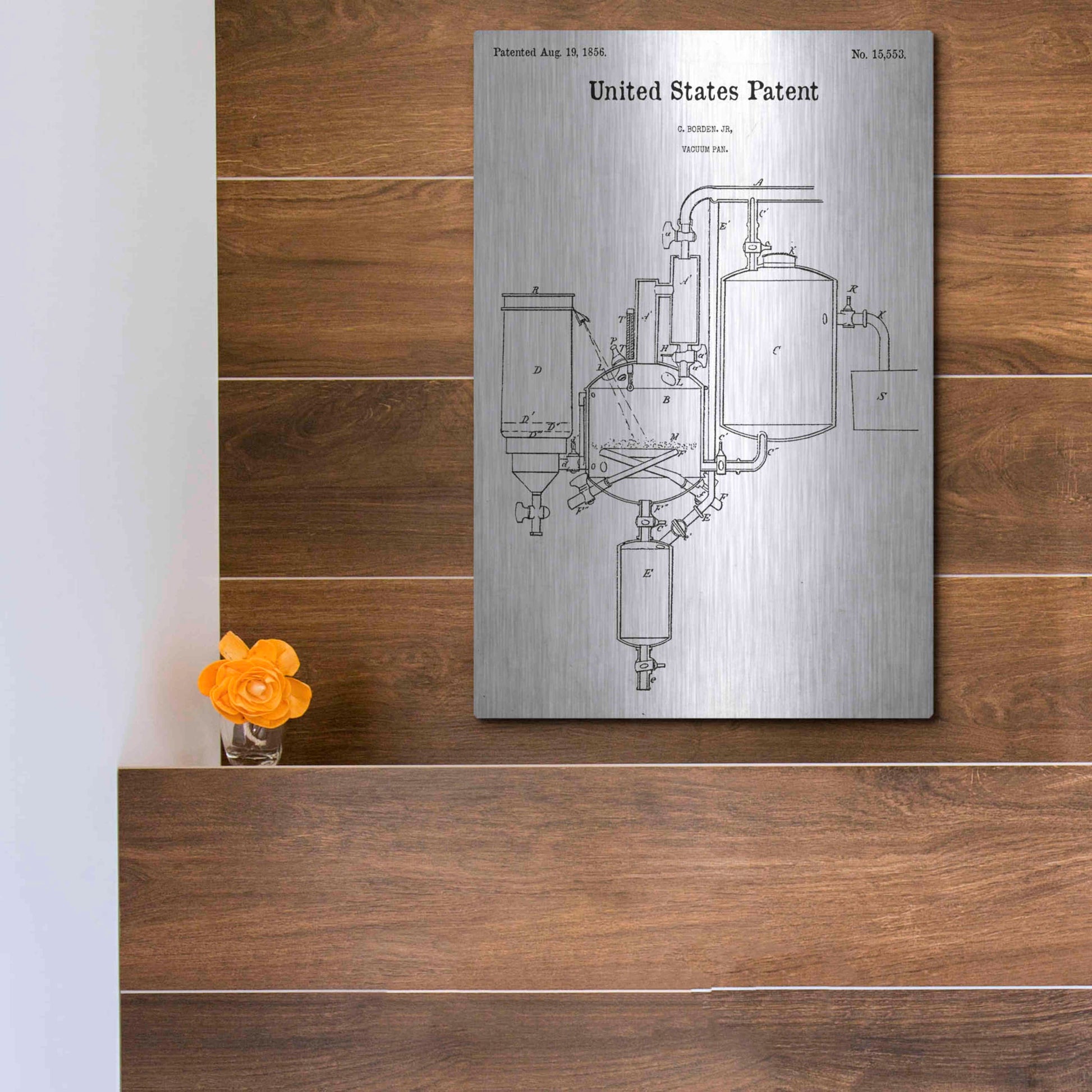 Luxe Metal Art 'Vacuum Pan Blueprint Patent White' Acrylic Glass Wall Art,12x16