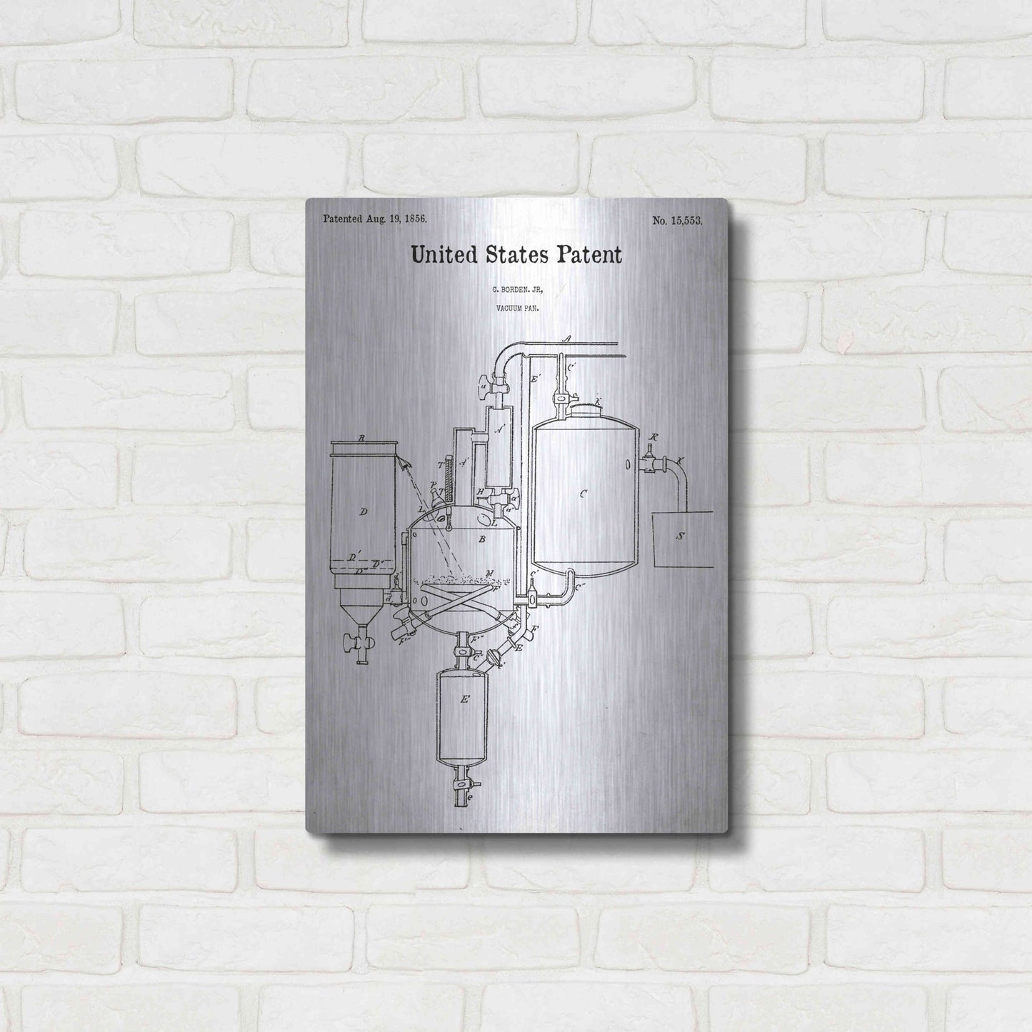 Luxe Metal Art 'Vacuum Pan Blueprint Patent White' Acrylic Glass Wall Art,16x24