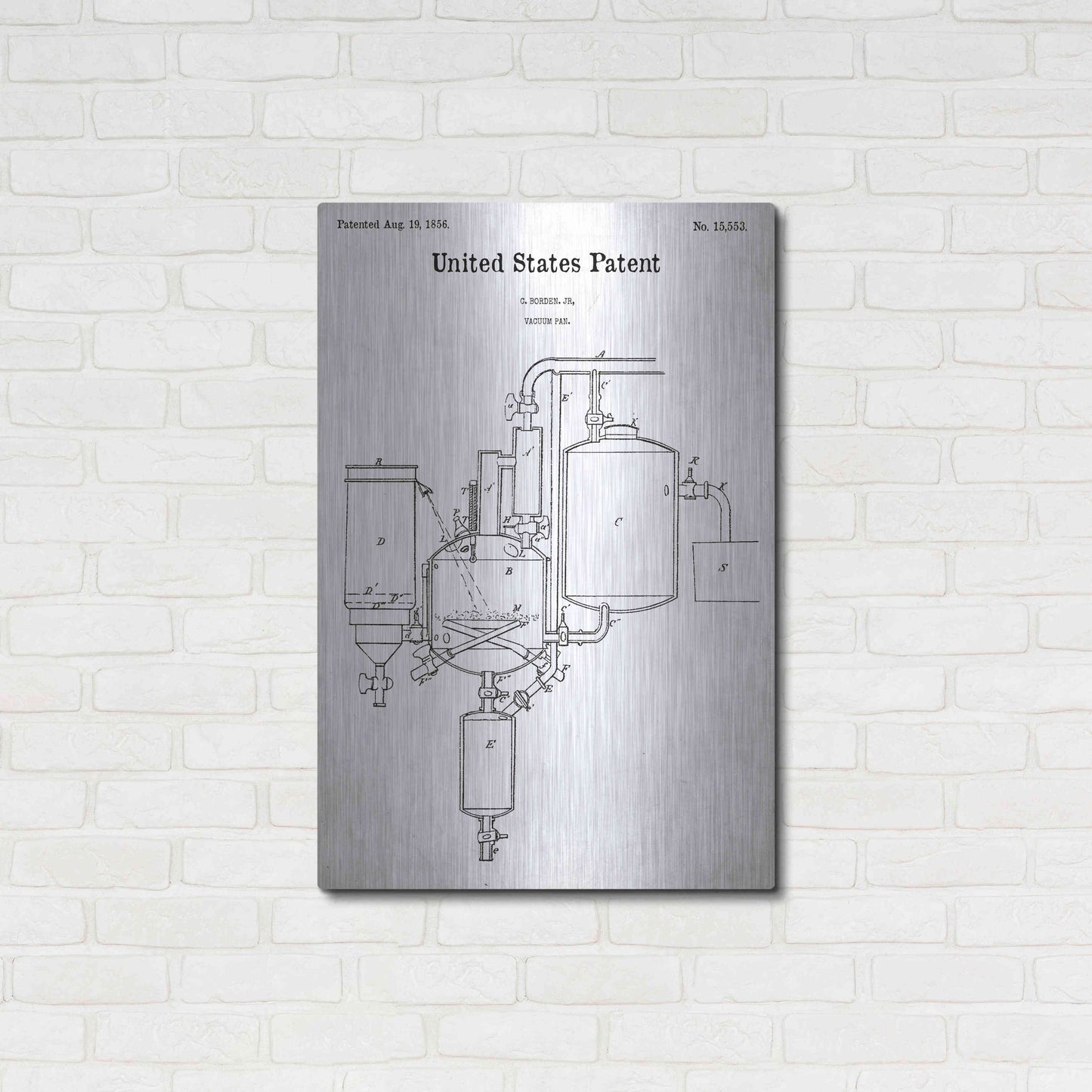 Luxe Metal Art 'Vacuum Pan Blueprint Patent White' Acrylic Glass Wall Art,24x36