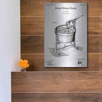 Luxe Metal Art 'Washing Machine Blueprint Patent White' Acrylic Glass Wall Art,12x16