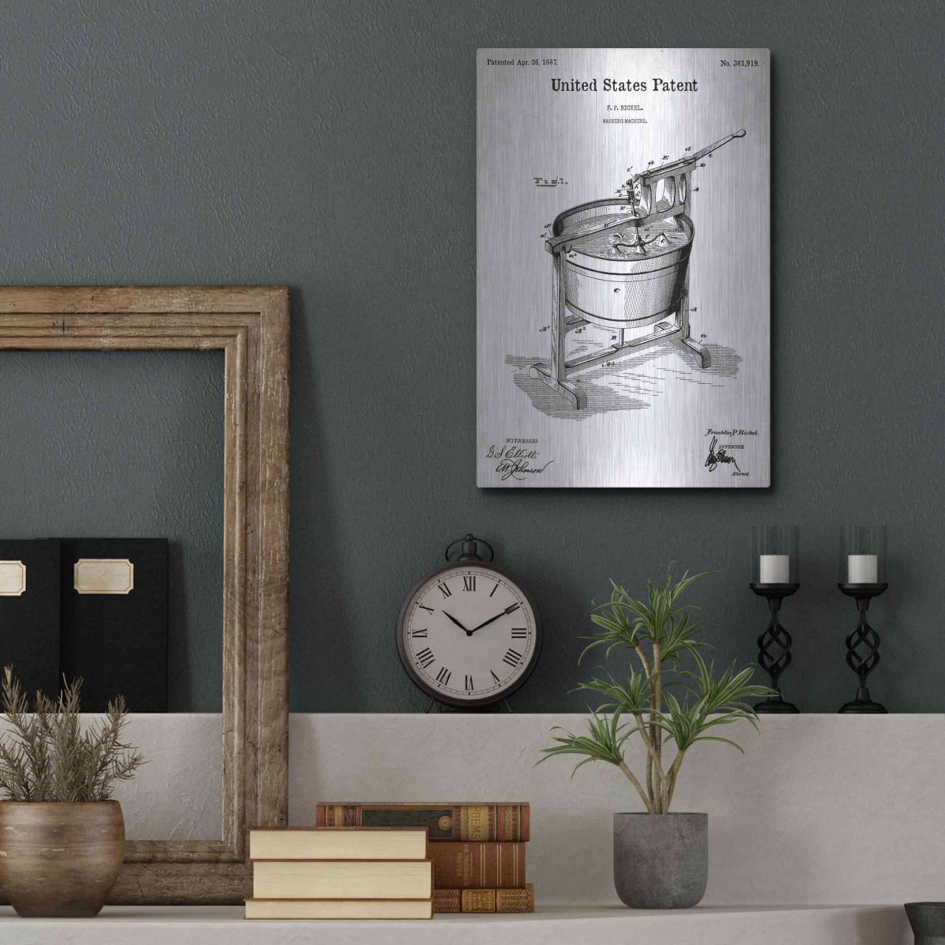 Luxe Metal Art 'Washing Machine Blueprint Patent White' Acrylic Glass Wall Art,12x16