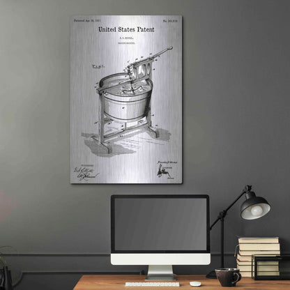 Luxe Metal Art 'Washing Machine Blueprint Patent White' Acrylic Glass Wall Art,24x36