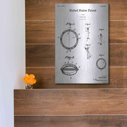 Luxe Metal Art 'Wedding Ring Blueprint Patent White' Acrylic Glass Wall Art,12x16