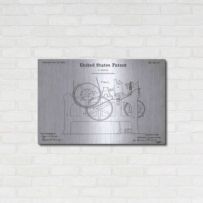 Luxe Metal Art 'Weft Stop Motion for Looms Blueprint Patent White' Acrylic Glass Wall Art,36x24