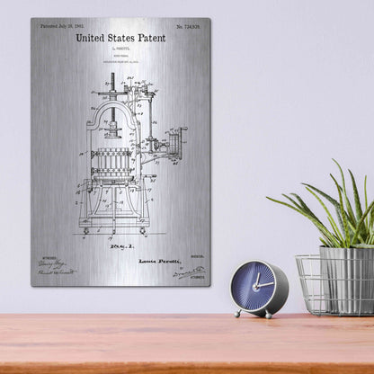 Luxe Metal Art 'Wine Press Blueprint Patent White' Acrylic Glass Wall Art,12x16