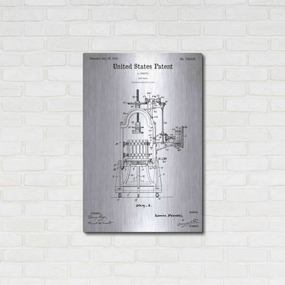 Luxe Metal Art 'Wine Press Blueprint Patent White' Acrylic Glass Wall Art,24x36